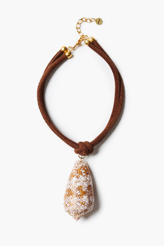 NGZ-15640LQ Shell on Leather Cord Necklace