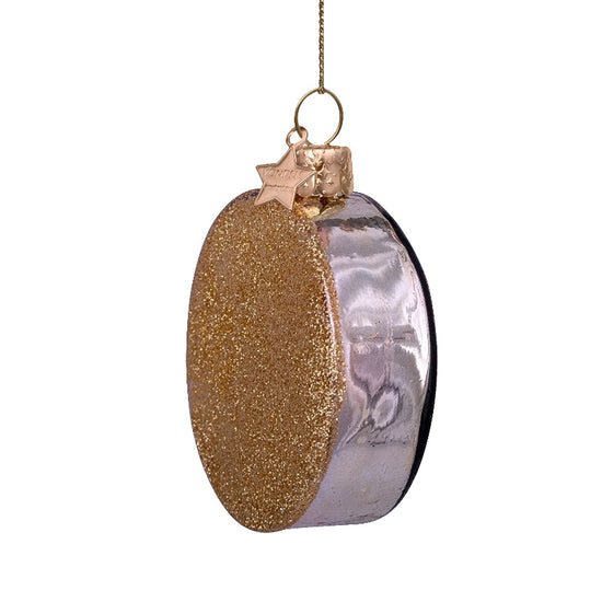 Ornament glass caviar tin can H2.5"