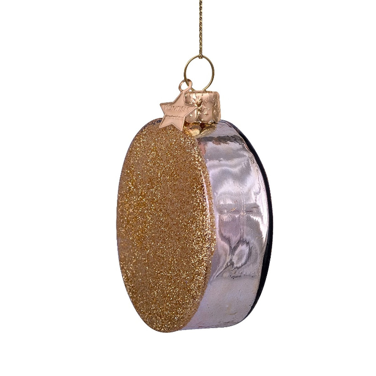 Ornament glass caviar tin can H2.5"