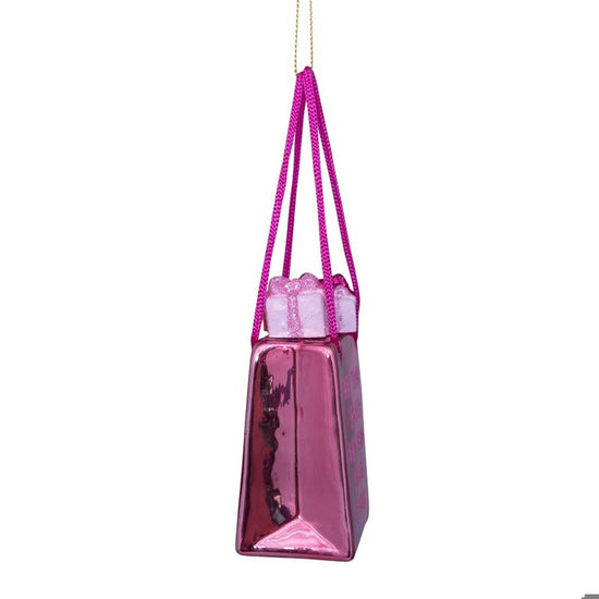 Ornament glass orange pink shopping bag H3.25"