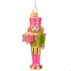 Ornament glass pink/green nutcracker H6.5"