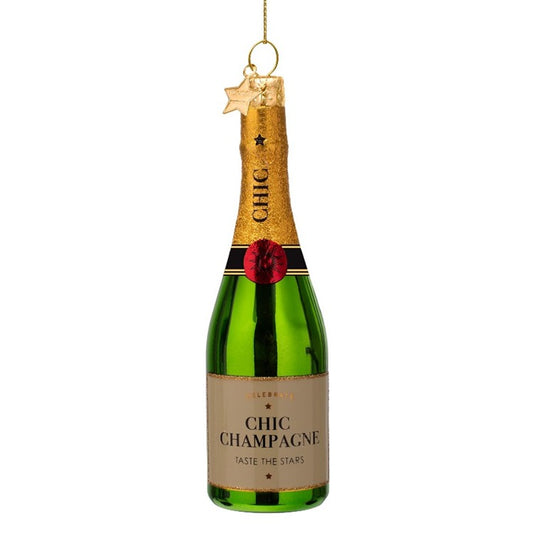 Ornament glass green luxury champagne bottle H5.5"