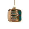 Ornament glass blue sardines H2.75"