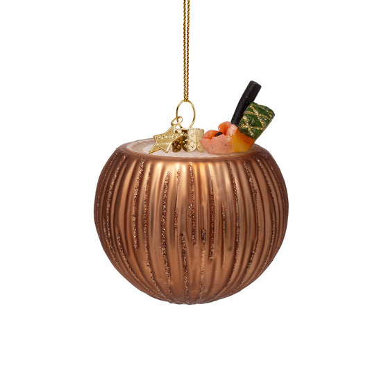 Ornament glass cocktail coconut pina colada H3.25"