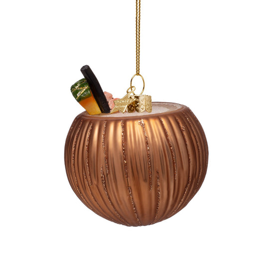 Ornament glass cocktail coconut pina colada H3.25"