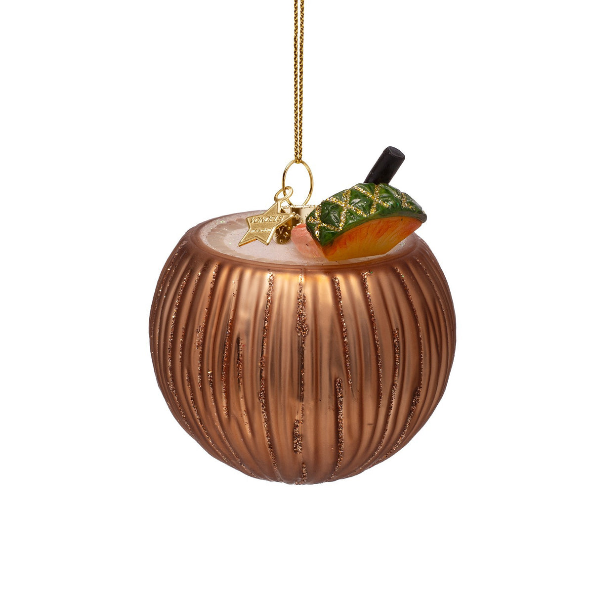 Ornament glass cocktail coconut pina colada H3.25"
