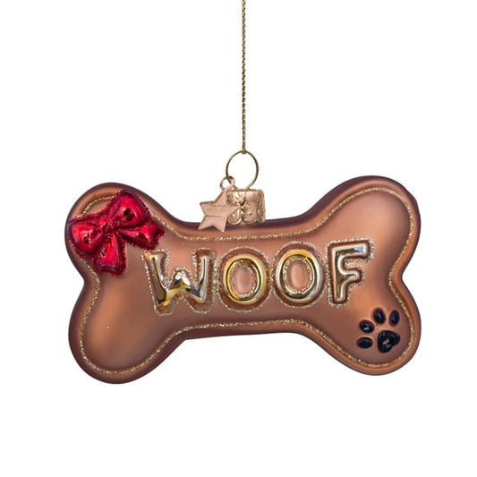 Ornament glass dog bone H2.5"