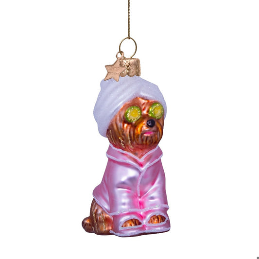 Ornament glass selfcare dog H3.5"