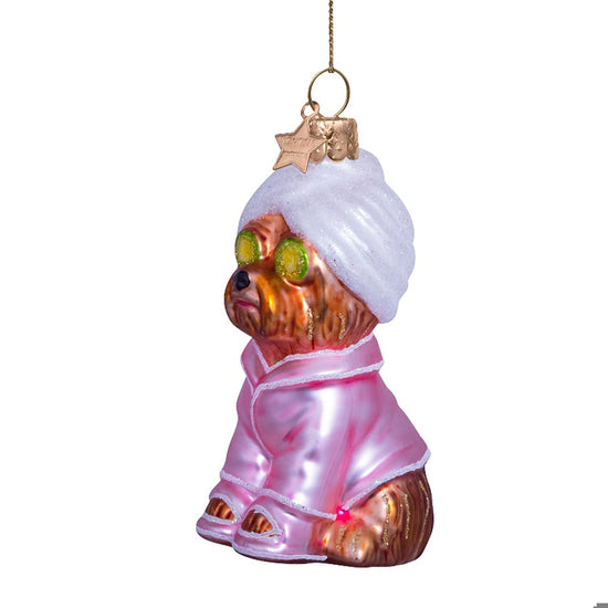 Ornament glass selfcare dog H3.5"