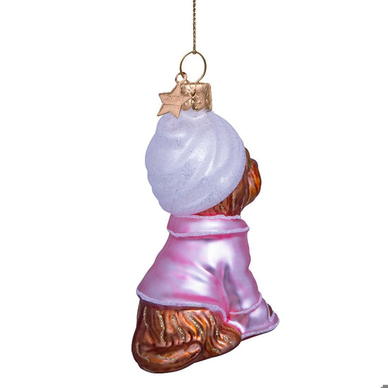 Ornament glass selfcare dog H3.5"