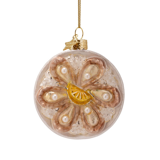 Ornament glass oyster plate H3.5"