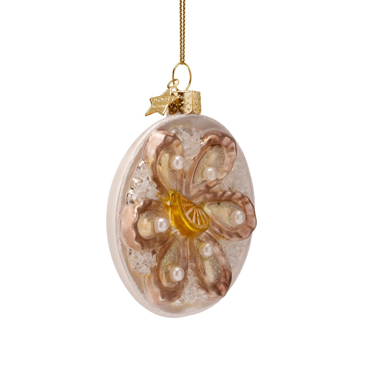 Ornament glass oyster plate H3.5"