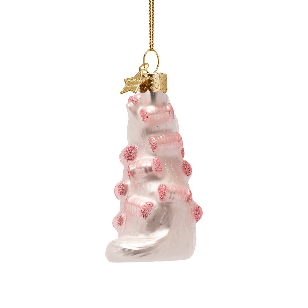 Ornament glass beauty cat with curlers H3.25"
