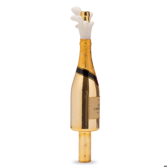 Ornament glass tree topper Champagne bottle H9.75"