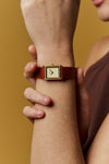 Virgil | Lizard Embossed | Gold, Brown and Cream
