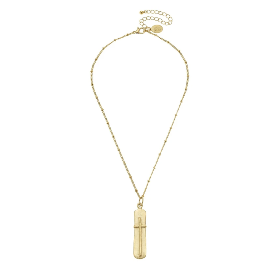 Dainty Bar Cross Necklace