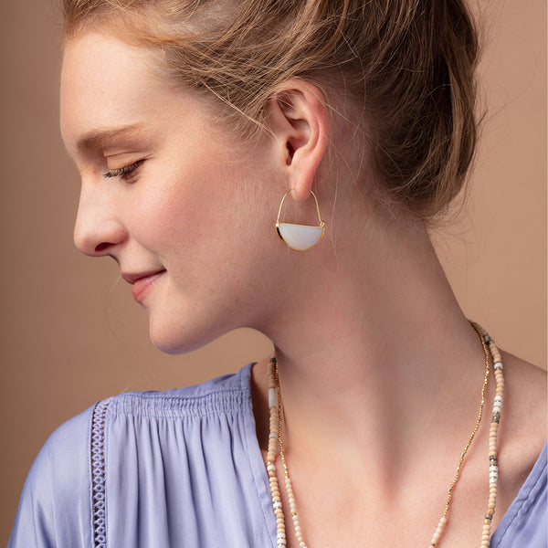 Stone Prism Hoop | Opalite Gold
