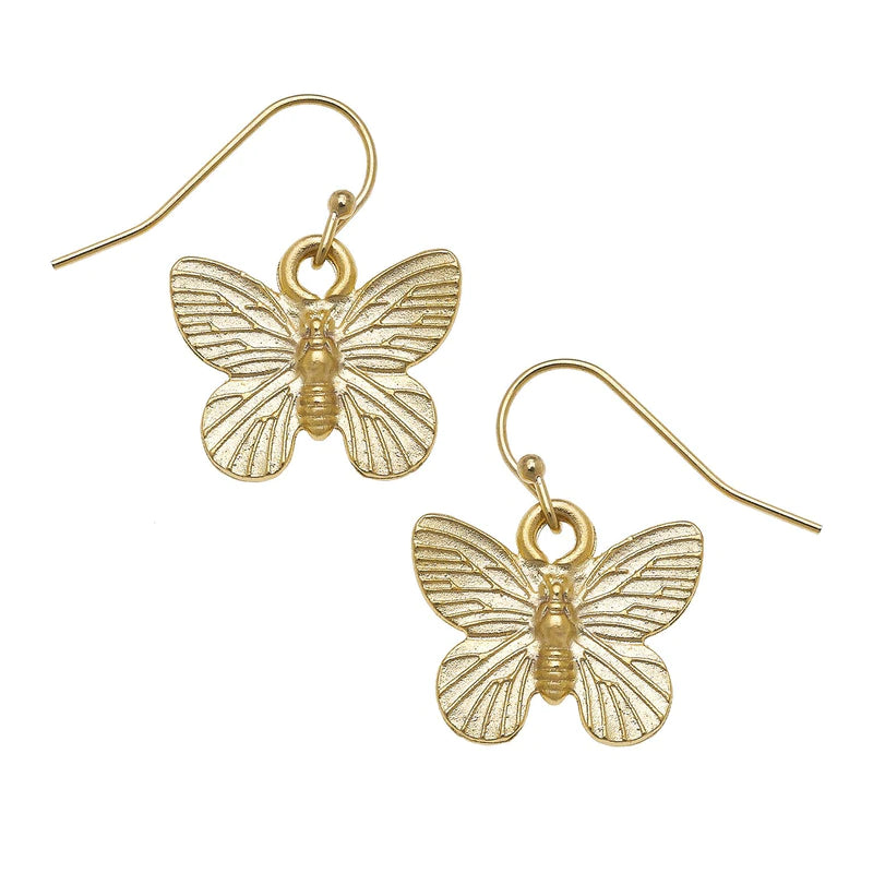 Gold Butterfly Hook Earring