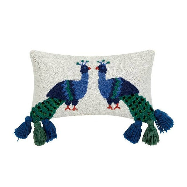 peacock, peacock pillow, tassel pillow, home decor, textiles, frank, gift shop, winter park, florida