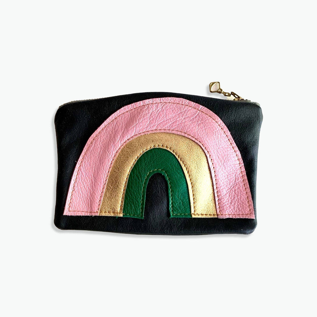 Love Mert | Leather Rainbow Pouch | Pink, Gold and Green
