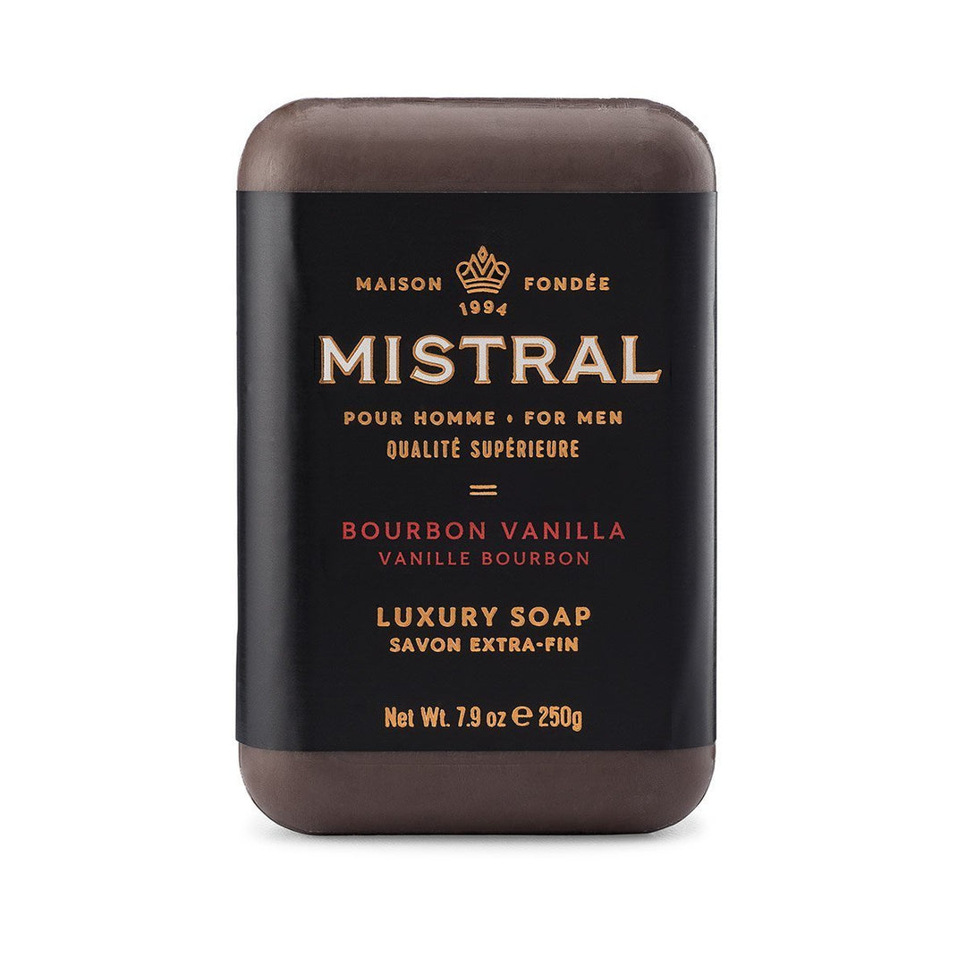 mistral, bar soap, men's bar soap, bourbon vanilla, luxury soap, france, for men, apothecary, men's collection