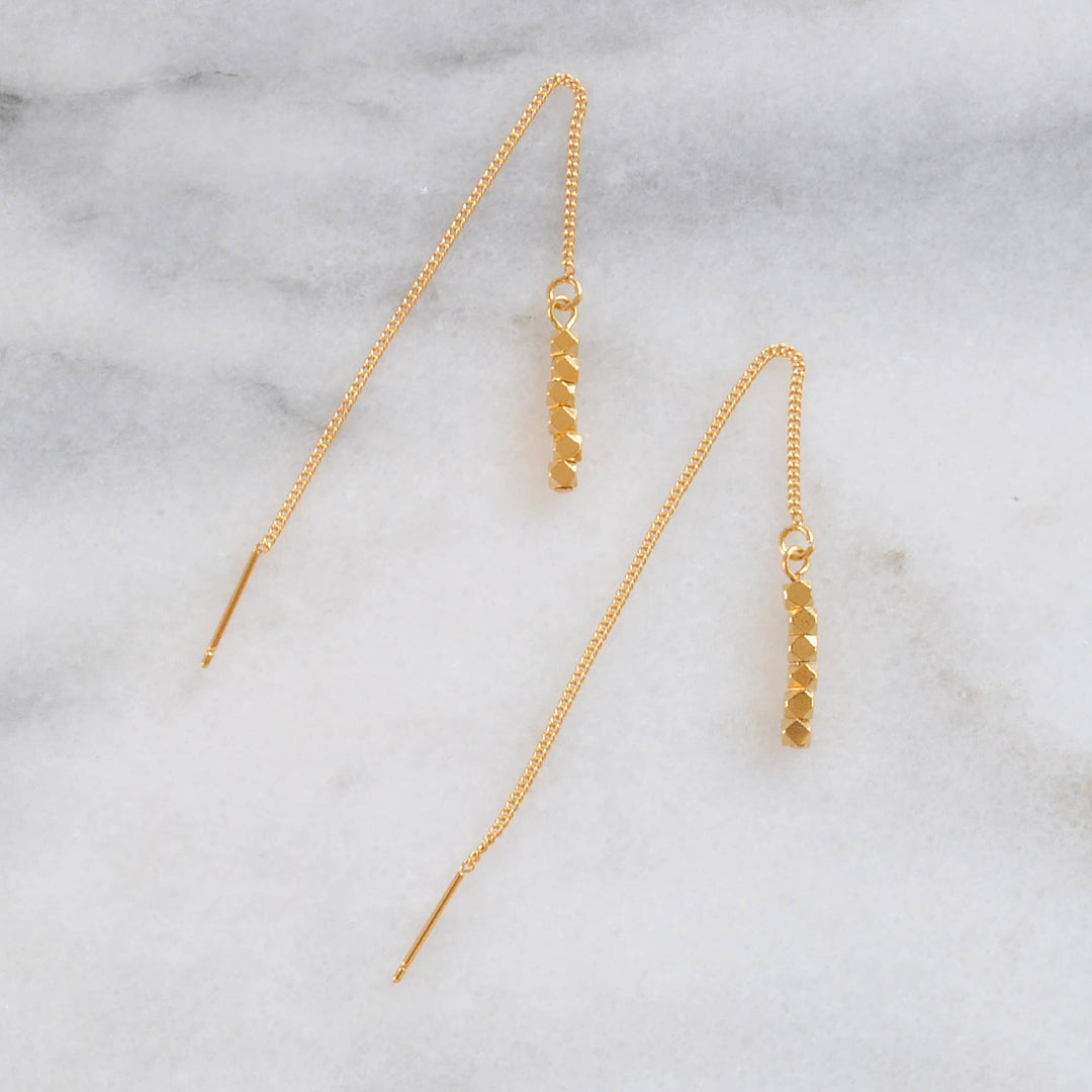Gemstone Threader Chain Earrings