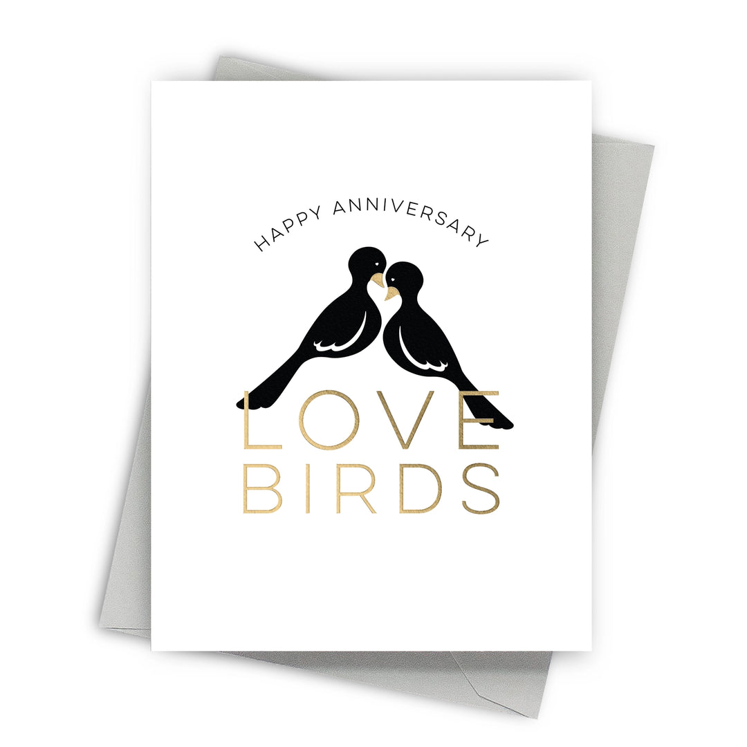 Gold Foil Love Birds Anniversary Card