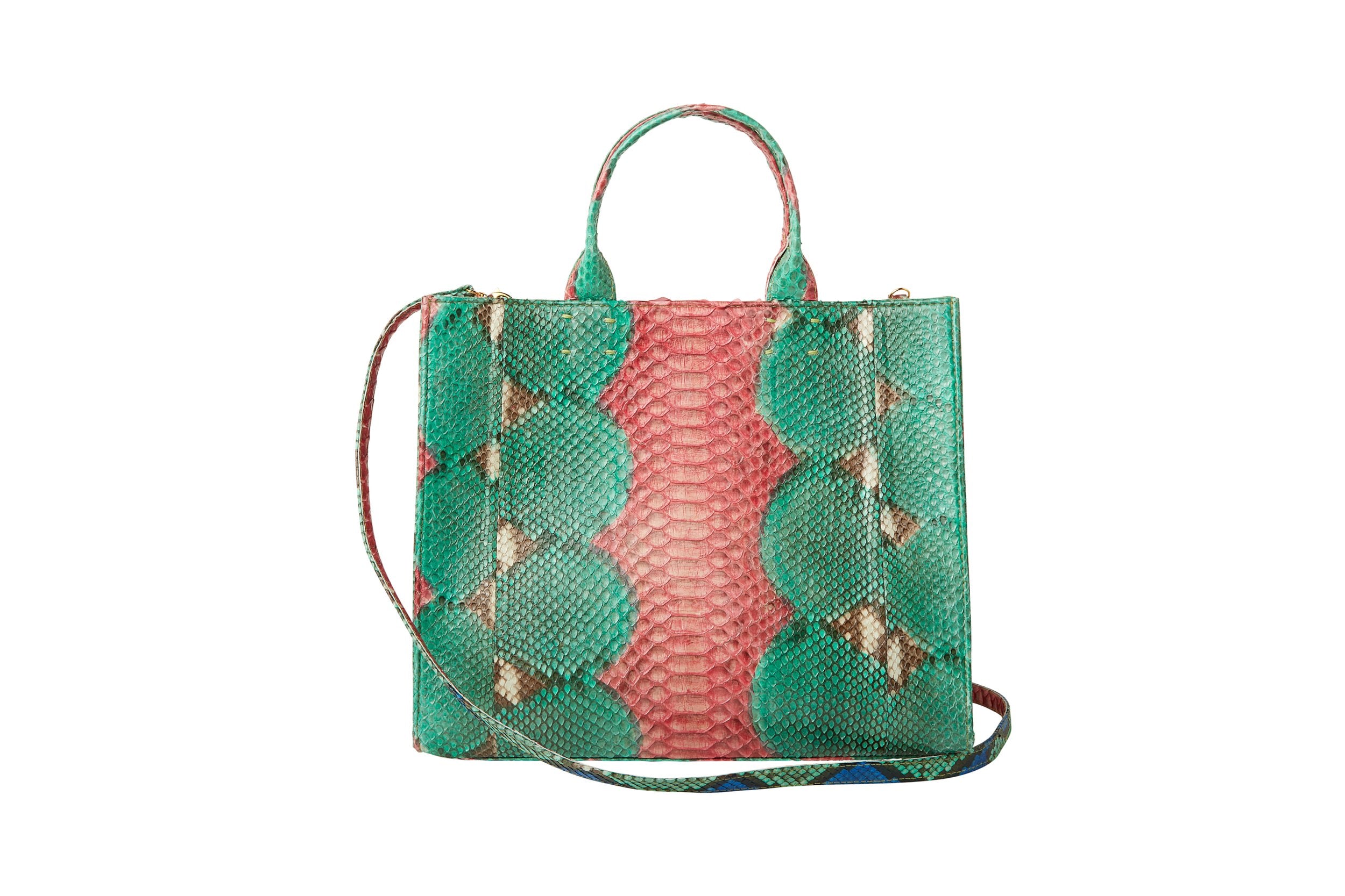 Sarah Stewart | Adele Handbag | Pink + Green + Blue Python