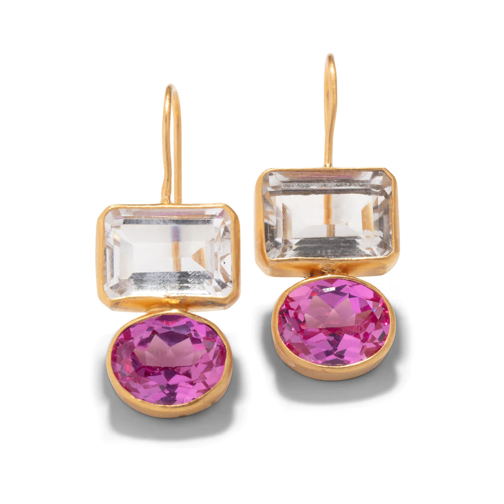 Pink Sapphire + Quartz Middie Earring