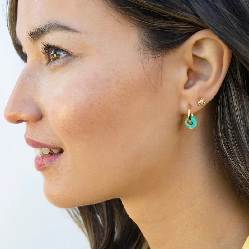 Kris Nations | Huggie Hoop with Gemstone