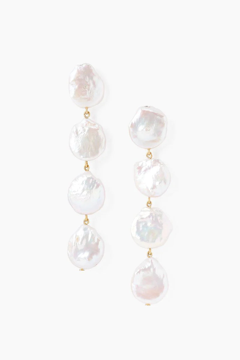 Chan Luu | Four Tiered White Keshi Pearl Earrings