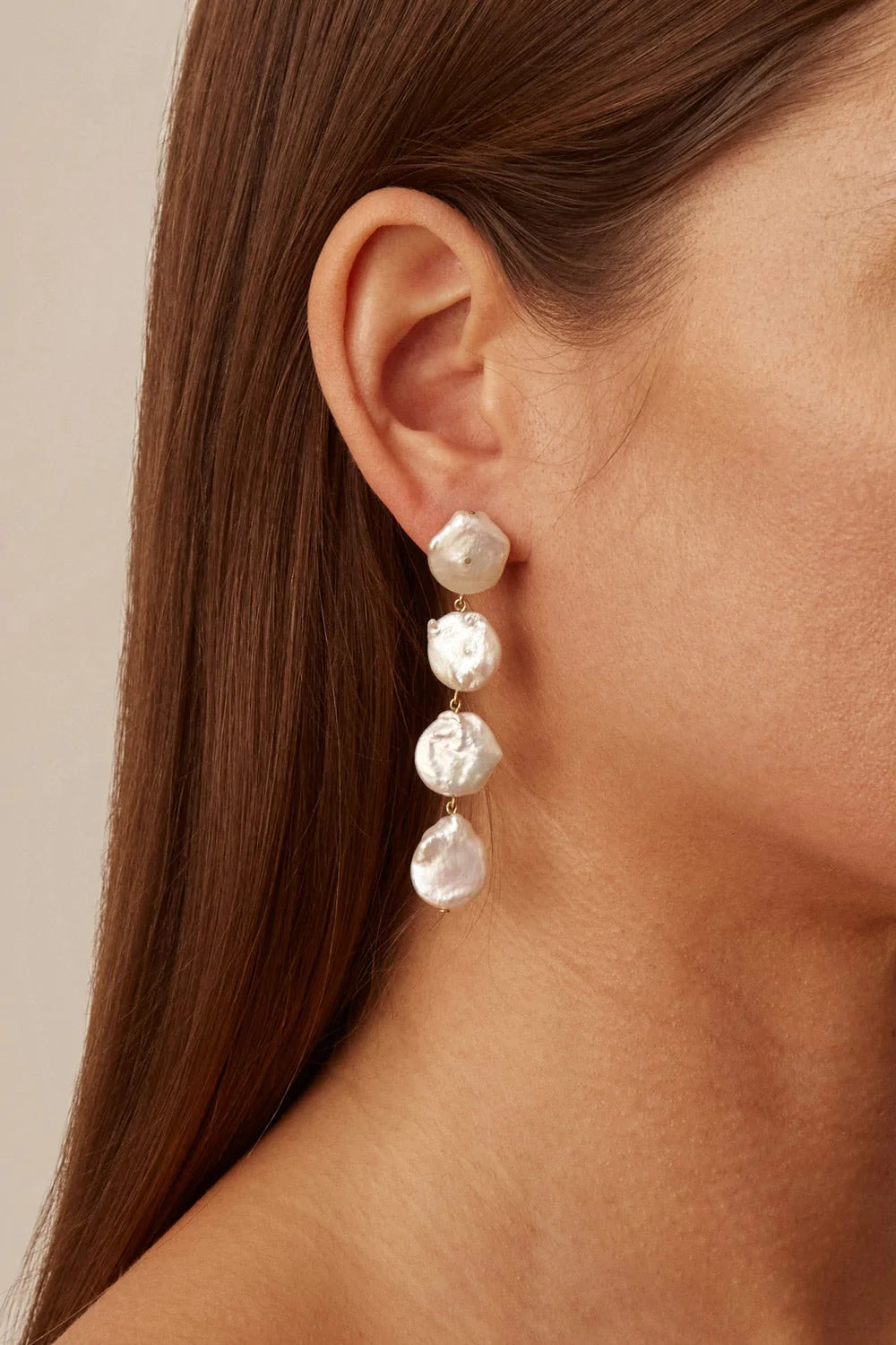 Chan Luu | Four Tiered White Keshi Pearl Earrings