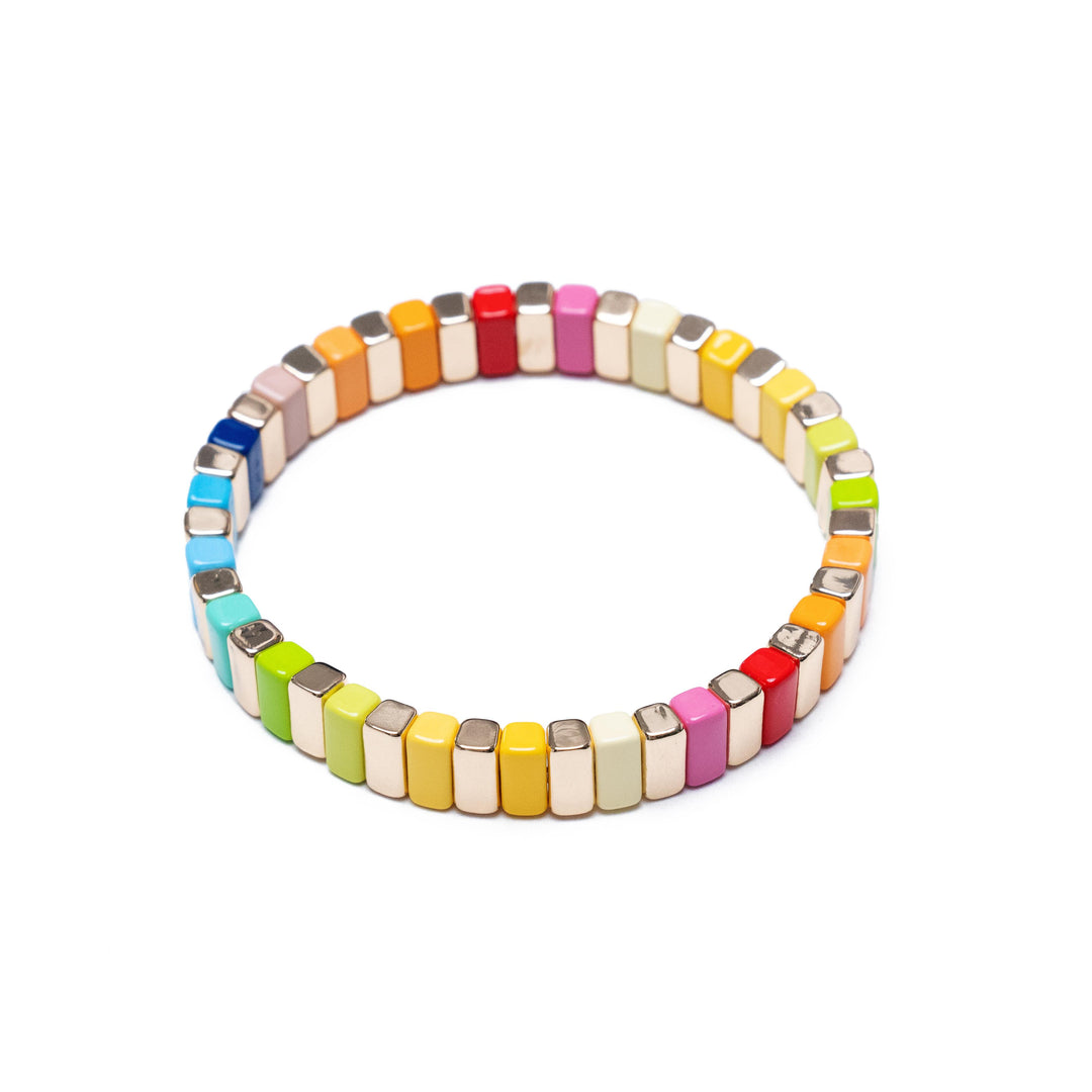 Golden Rainbow + Gold Tile Bracelet