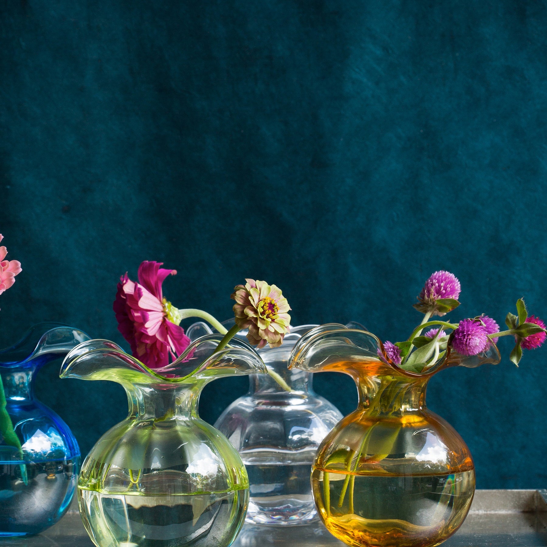 glass vase, bud vase, vietri, hibiscus vase