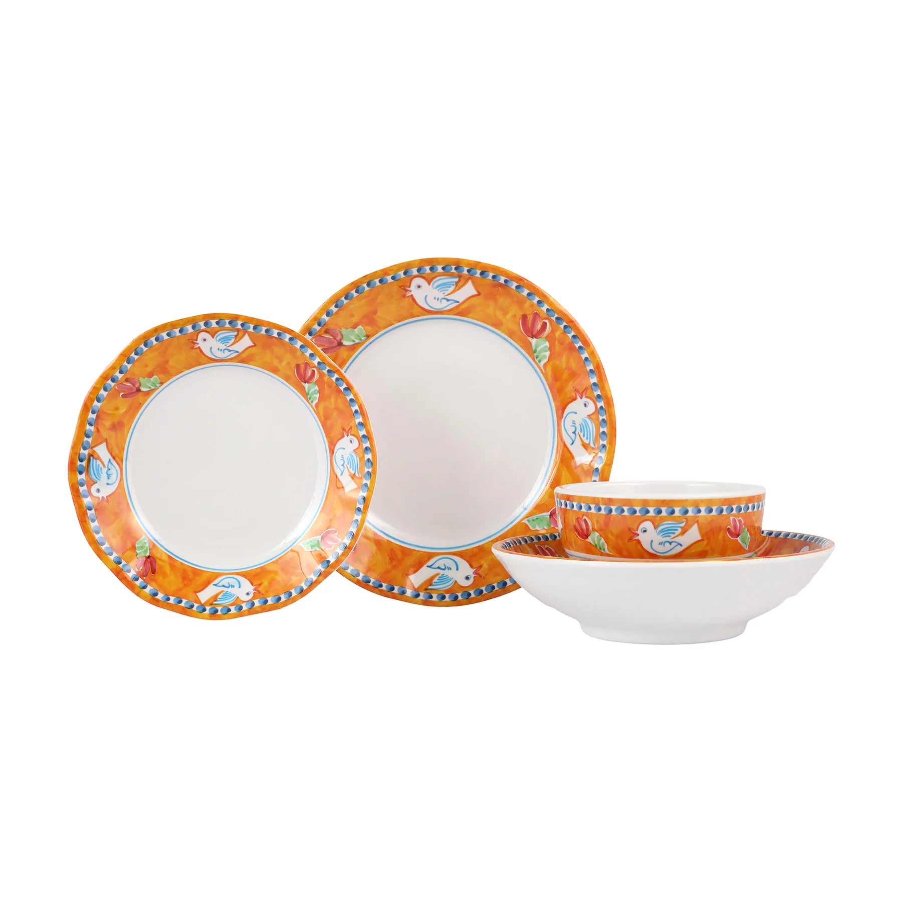 Vietri | Melamine Campagna Uccello Four Piece Set