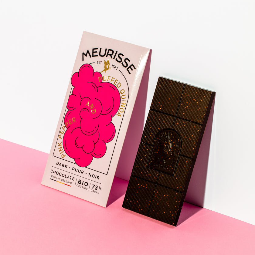 Meurisse Chocolate Bar | Puffed Quinoa Pepper Dark Chocolate