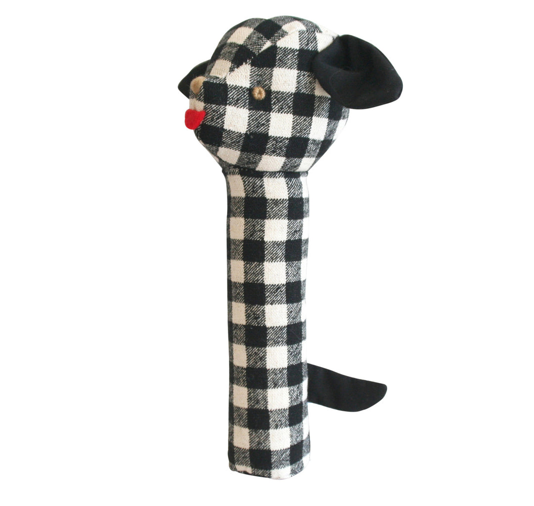 Alimrose | Puppy Squeaker | Black Check Linen