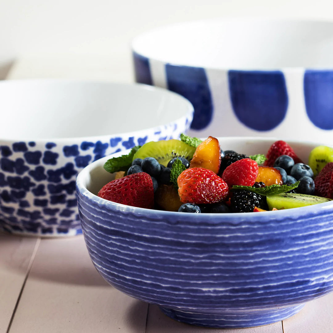 Vietri | Santorini Stripe Medium Footed Serving Bowl