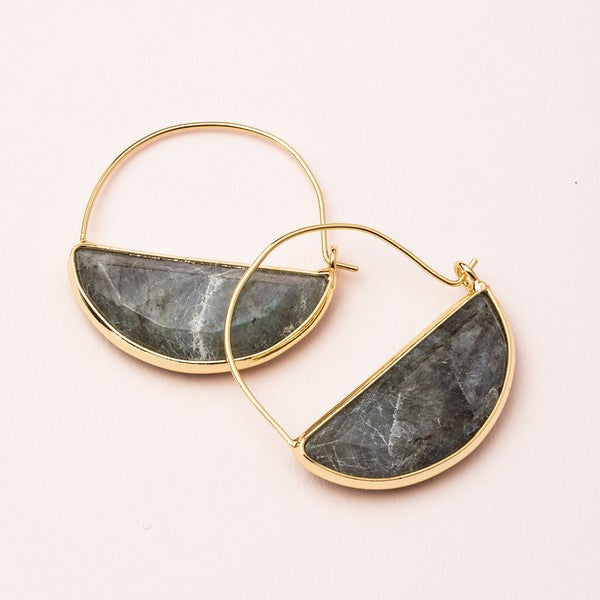 Stone Prism Hoop | Labradorite Gold