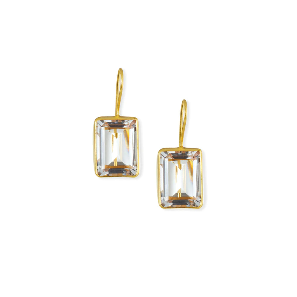 Emerald Cut Natural Quartz Earring