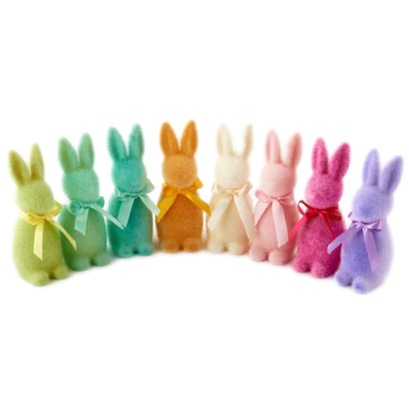 Small Flocked Button Nose Bunny | 6"