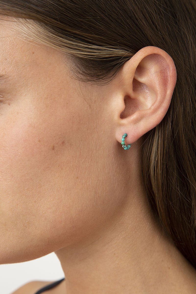 Turquoise and Chrysoprase small arc earrings
