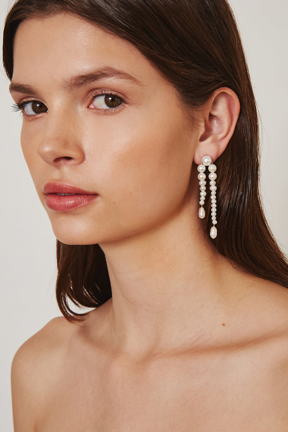 Chan Luu | White Pearl Waterfall Earrings